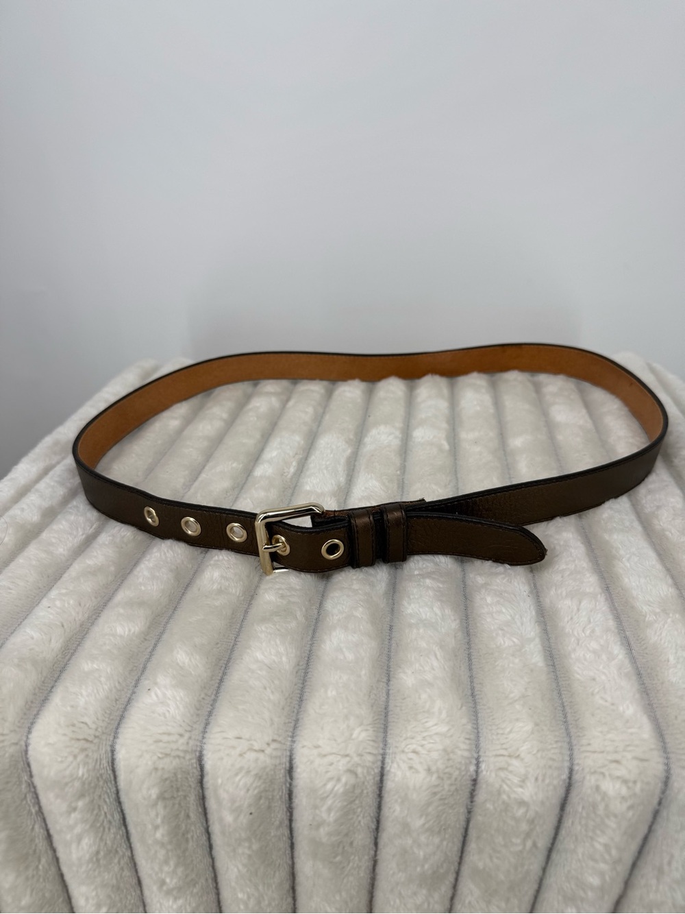 Gap Metallic Brown Leather Women's Belt with Gold Buckle Sz L